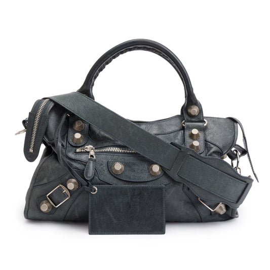 Balenciaga Grey Distressed Arena Giant City Bag Leather Travel Bag
