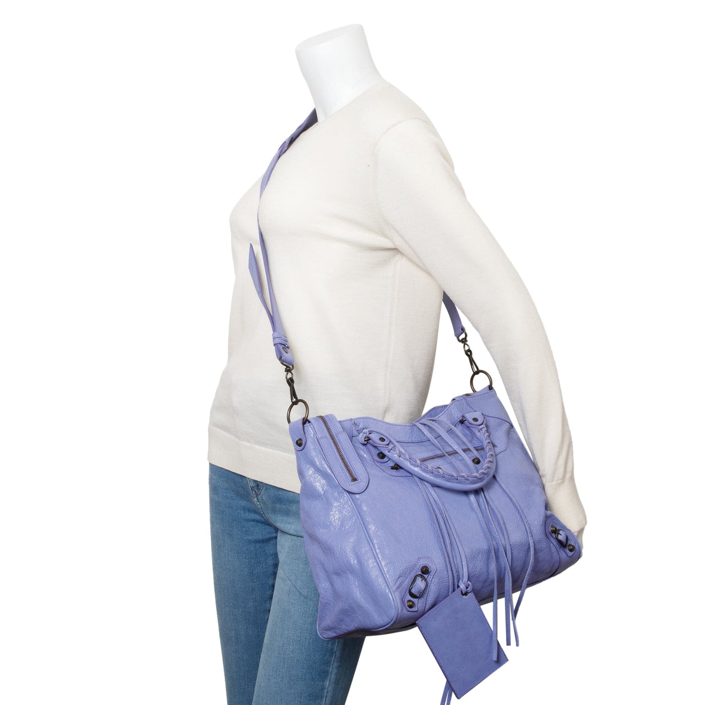 Balenciaga Lavender Agneau City Velo Bag Leather Travel Bag