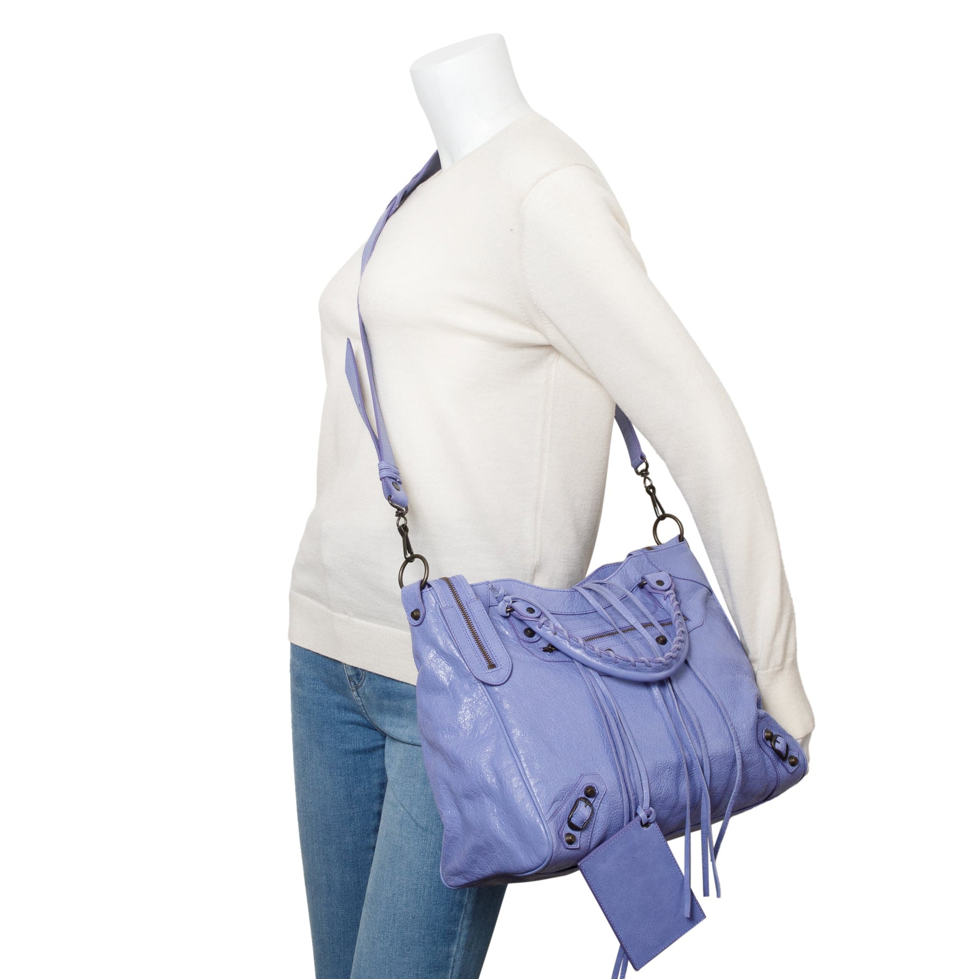 Balenciaga Lavender Agneau City Velo Bag Leather Travel Bag