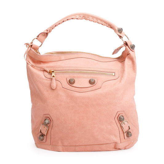 Balenciaga Peach Agneau Classic Day Hobo Bag Leather Travel Bag