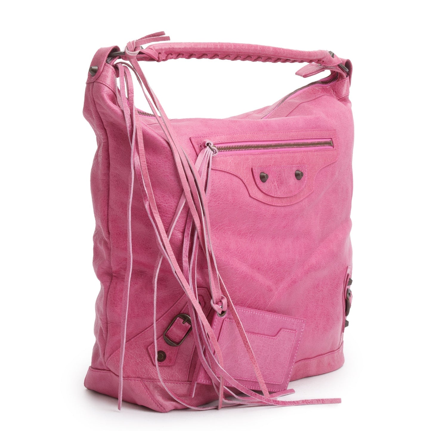 Balenciaga Agneau Classic Day Hobo Bag Leather Pink Travel Bag