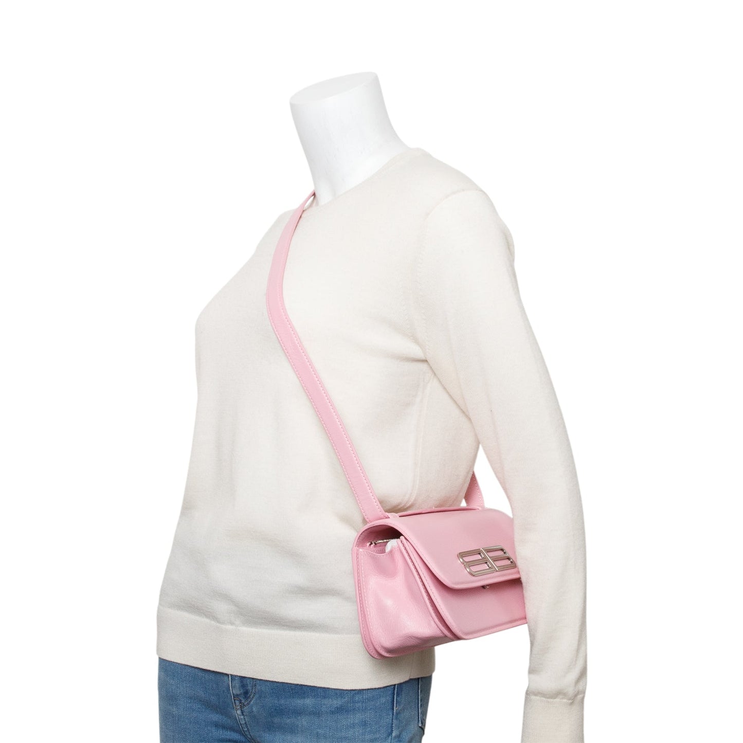 Balenciaga Calfskin Gossip Flap Bag Leather Pink Travel Bag