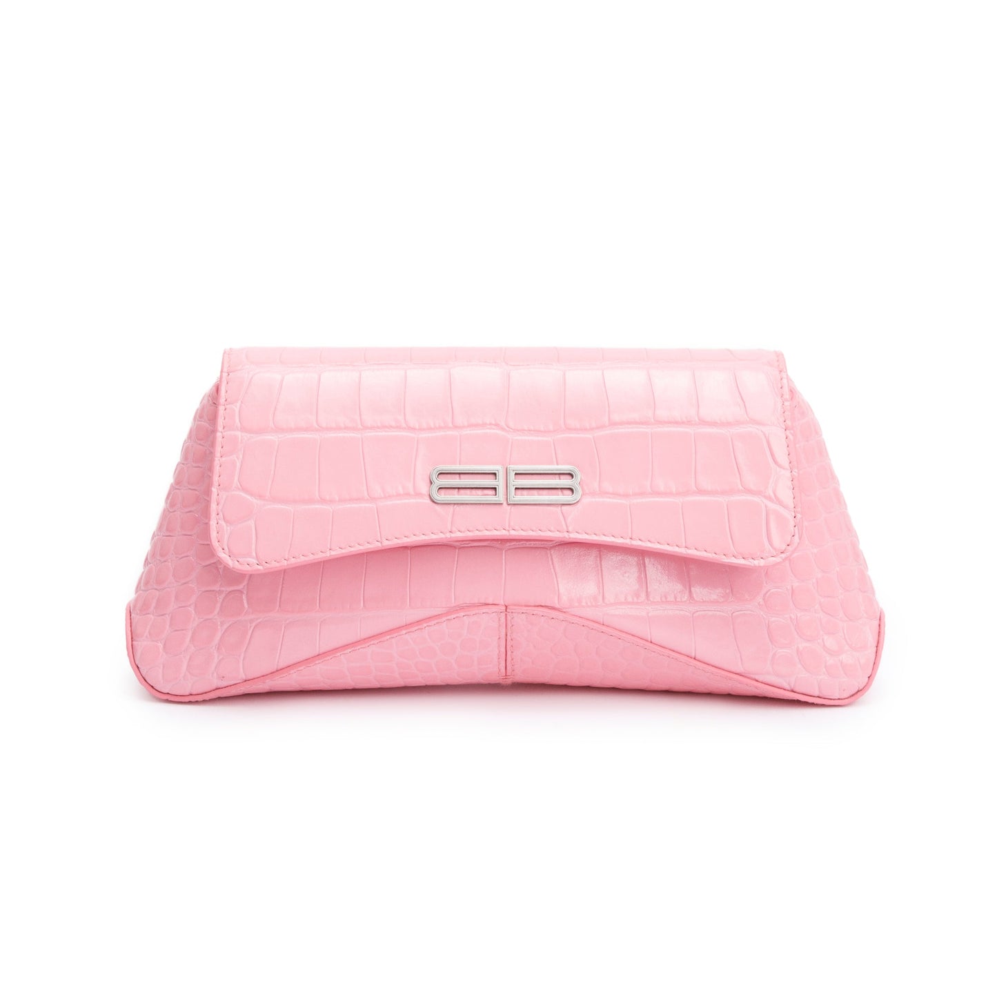 Balenciaga Croc Embossed Xx Flap Crossbody Bag Leather Pink