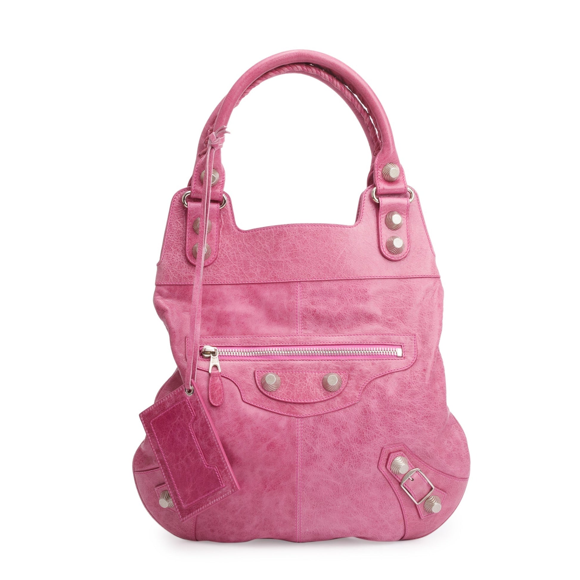 Balenciaga Distressed Arena Motocross Giant Slim Hobo Bag Leather Pink Travel Bag