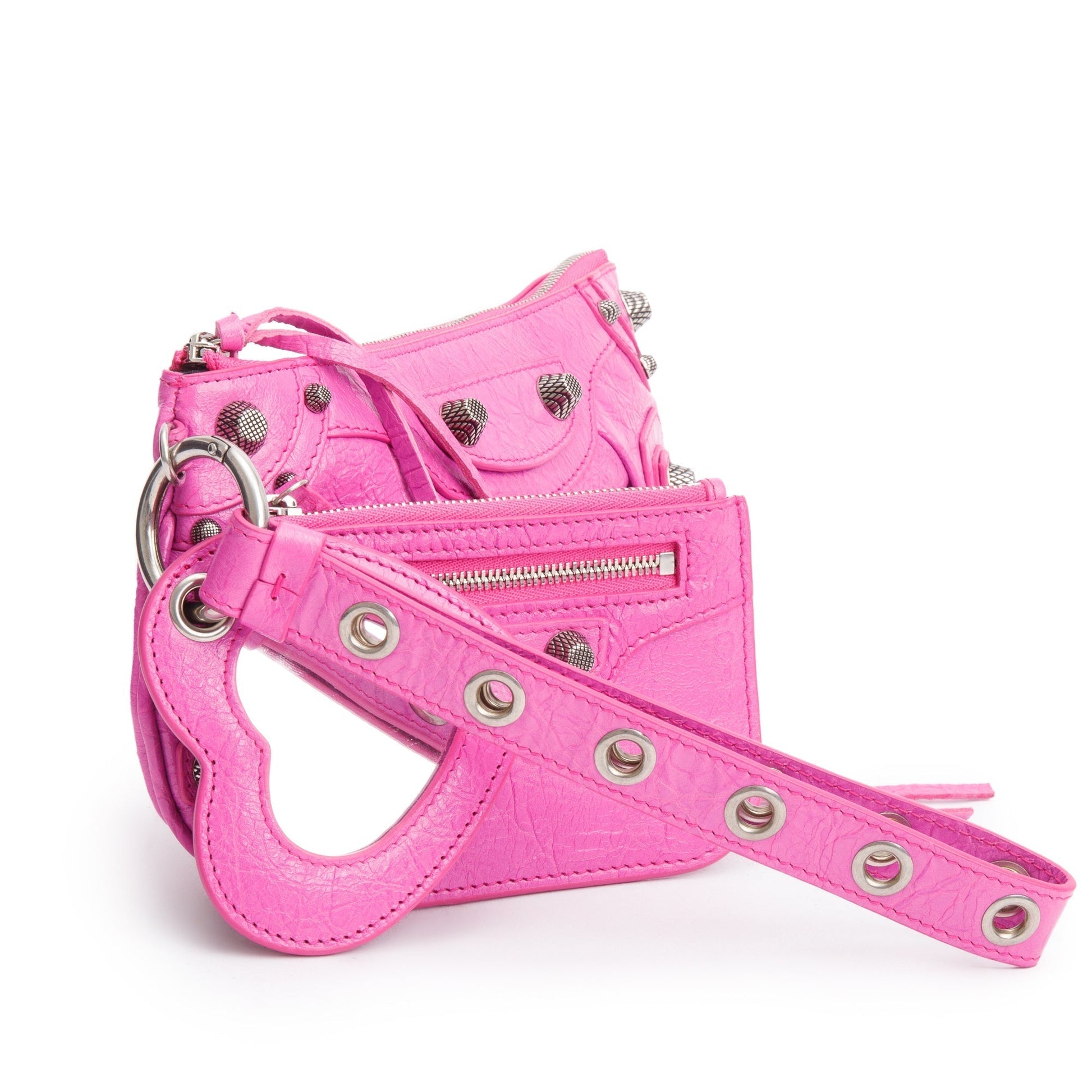 Balenciaga Le Cagole Multi Pouch Travel Bag Leather Pink