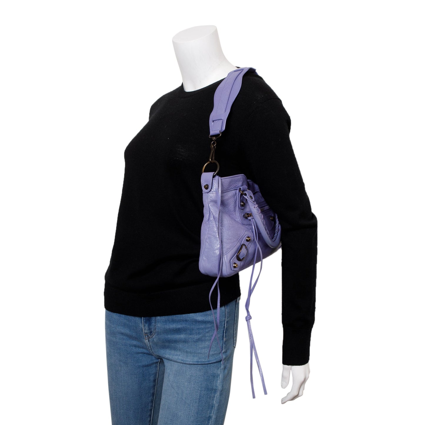 Balenciaga Purple Arena Motocross Classic First Bag Leather Travel Bag