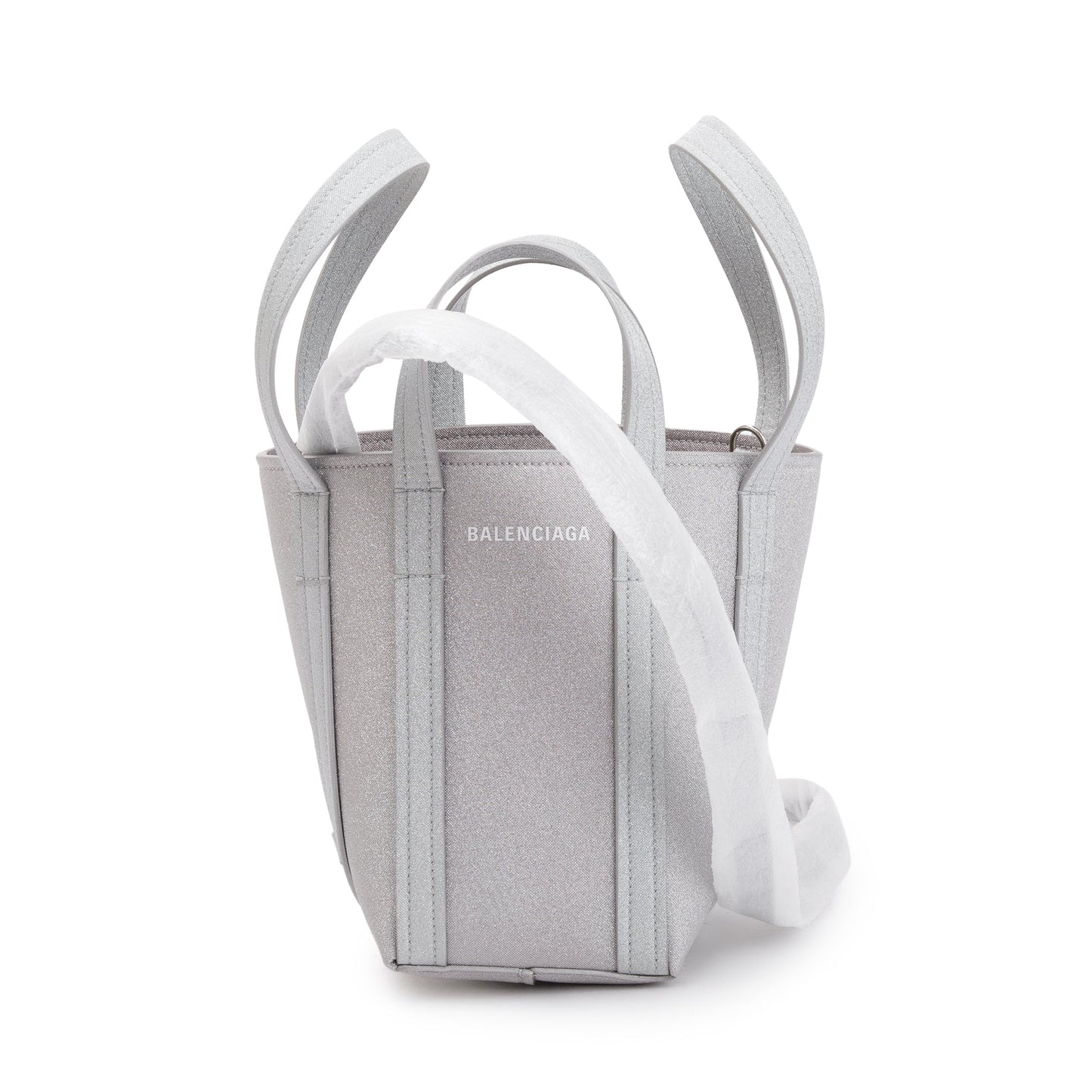 Balenciaga Sparkling Fabric Everyday Xs North South Tote Silver Tote Bag