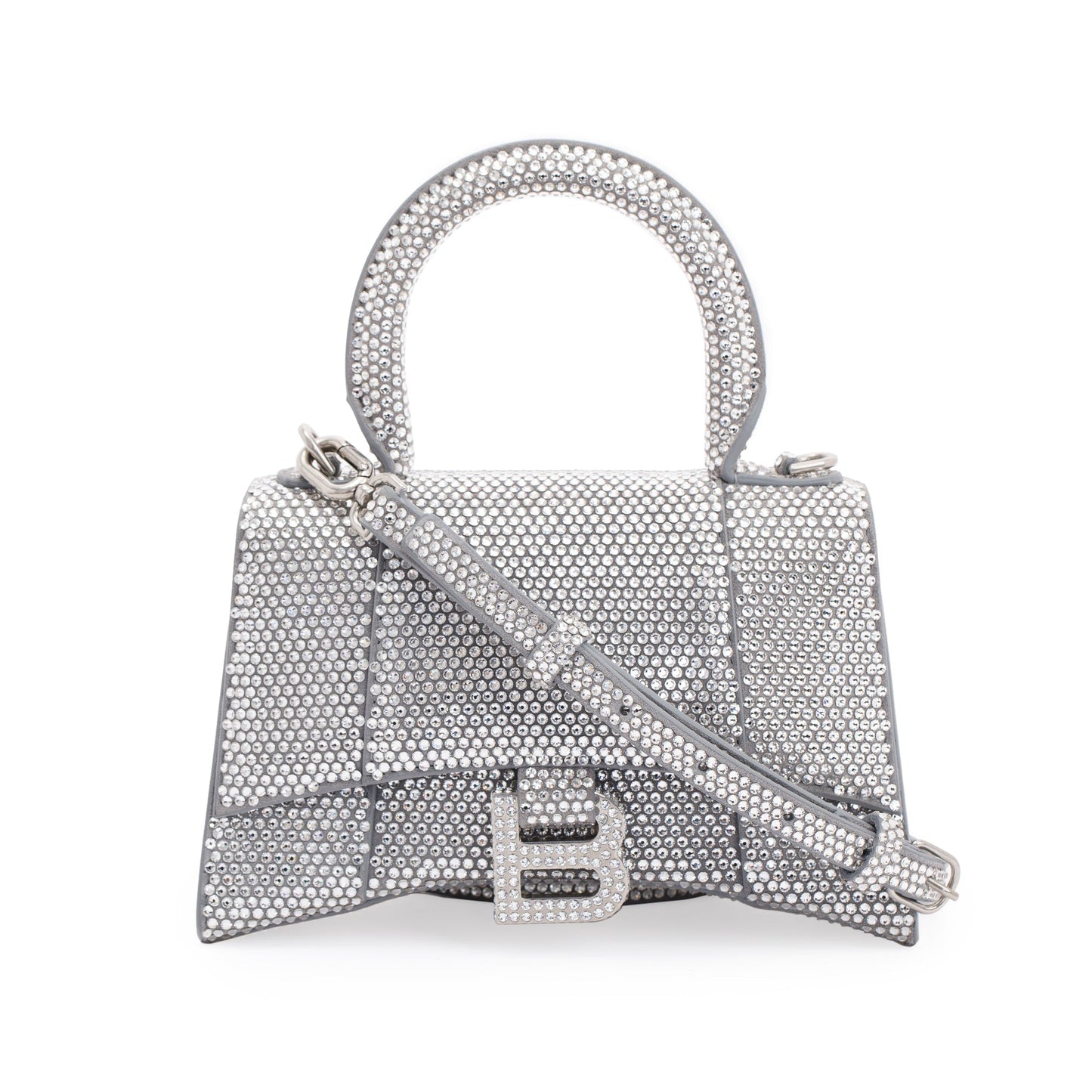 Balenciaga Rhinestone Hourglass Xs Top Handle Bag Suede Travel Bag