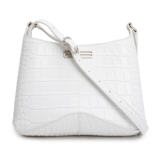 Balenciaga Croc Embossed Xx Hobo Bag Leather White Travel Bag