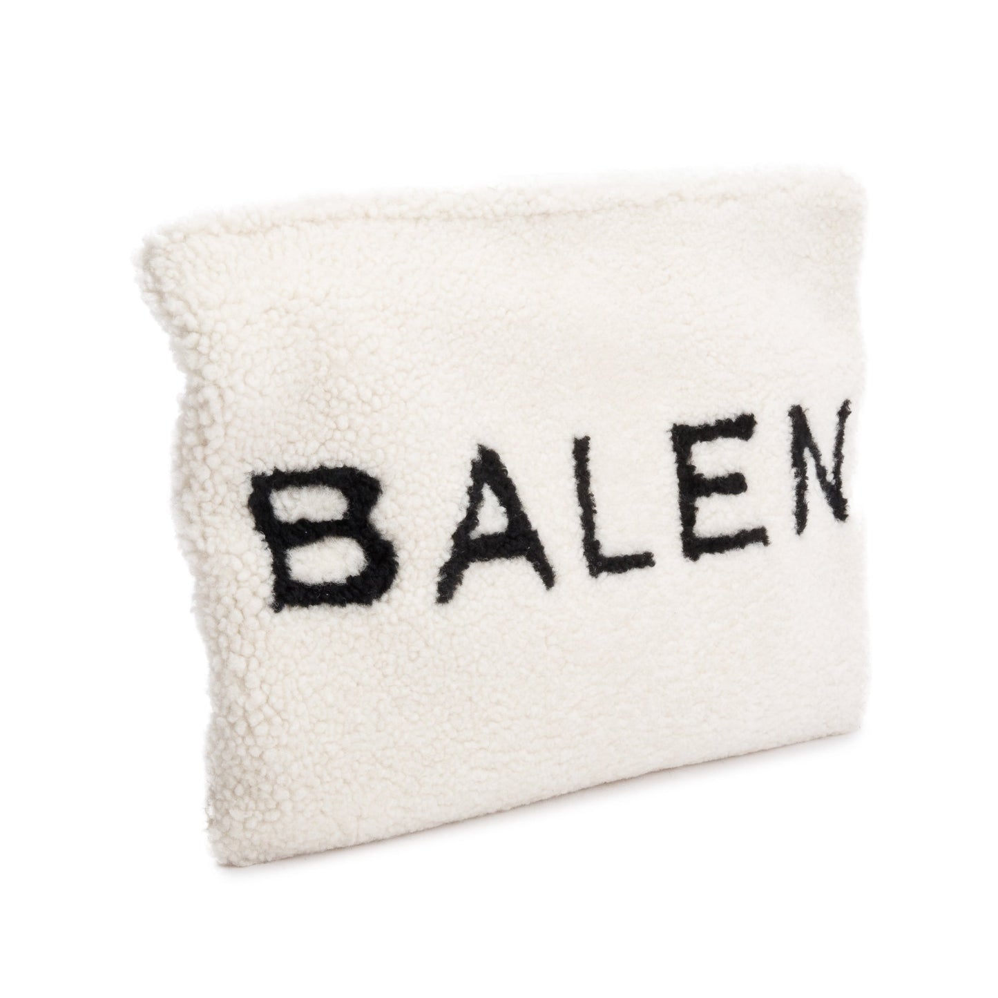 Balenciaga Shearling Pouch Travel Bag White Logo