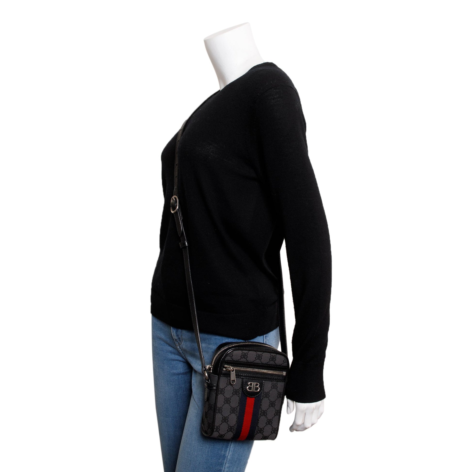 Gucci Balenciaga The Hacker Project Bb Supreme Web Canvas Black Crossbody Bag