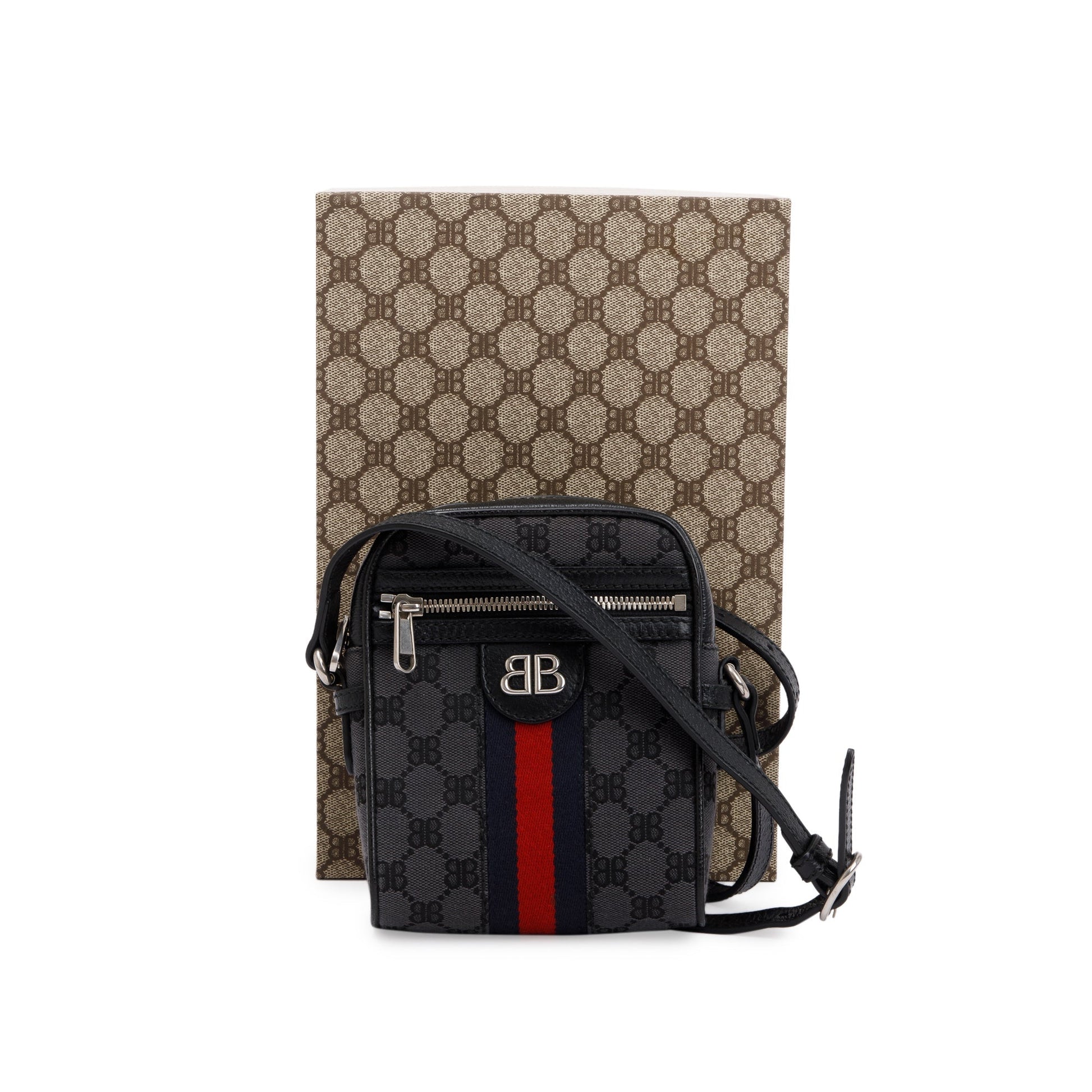 Gucci Balenciaga The Hacker Project Bb Supreme Web Canvas Black Crossbody Bag