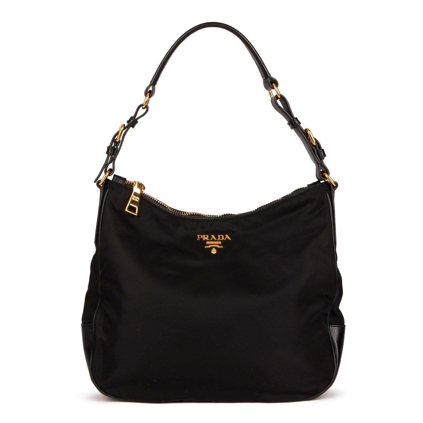 Prada Prada Black Nylon And Black Saffiano Leather Top Travel Bag