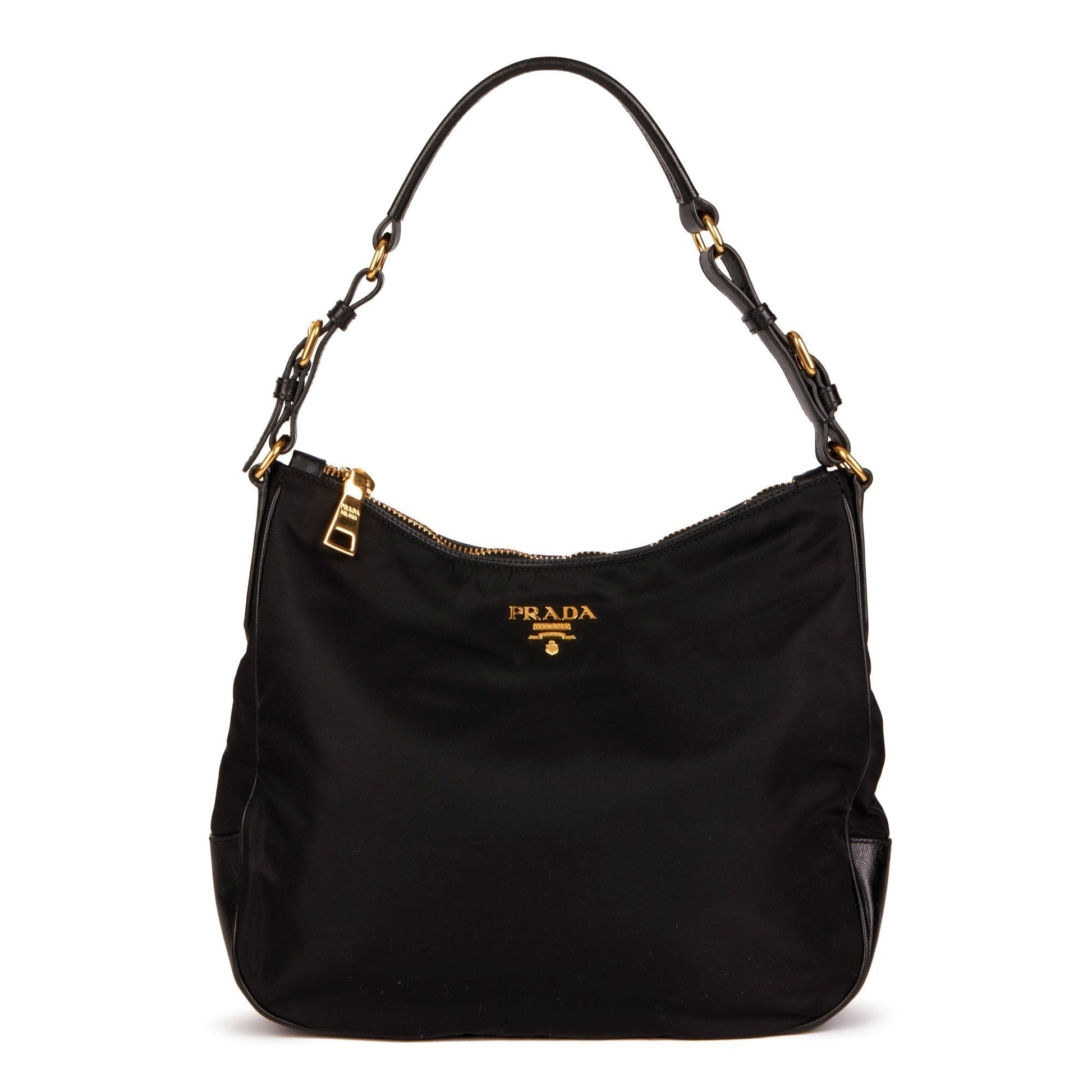 Prada Prada Black Nylon And Black Saffiano Leather Top Travel Bag
