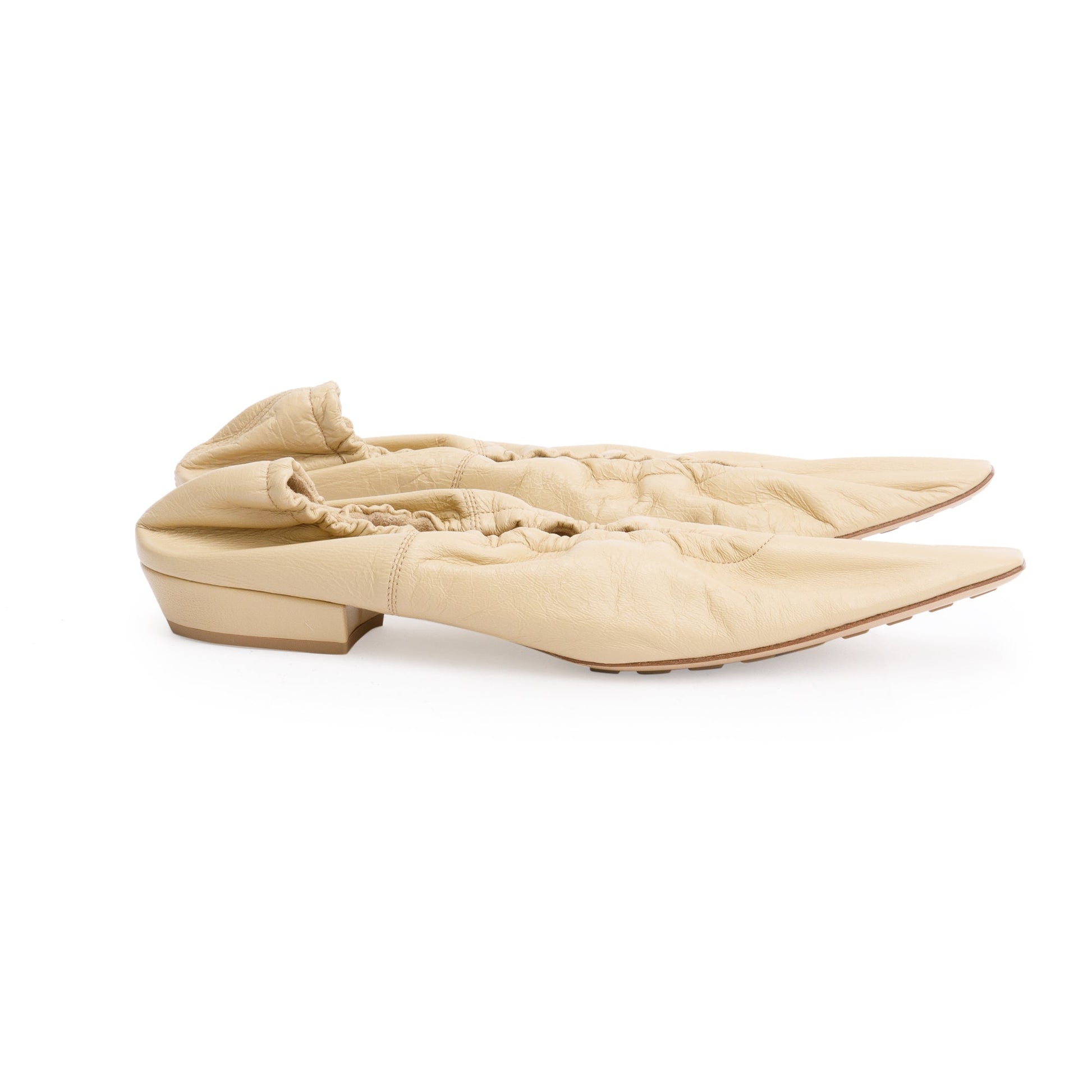 Bottega Veneta Crush Nappa Ballerina Flats Size Travel Bag Leather Beige Shoes