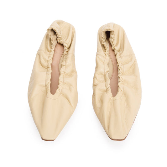 Bottega Veneta Crush Nappa Ballerina Flats Size Travel Bag Leather Beige Shoes