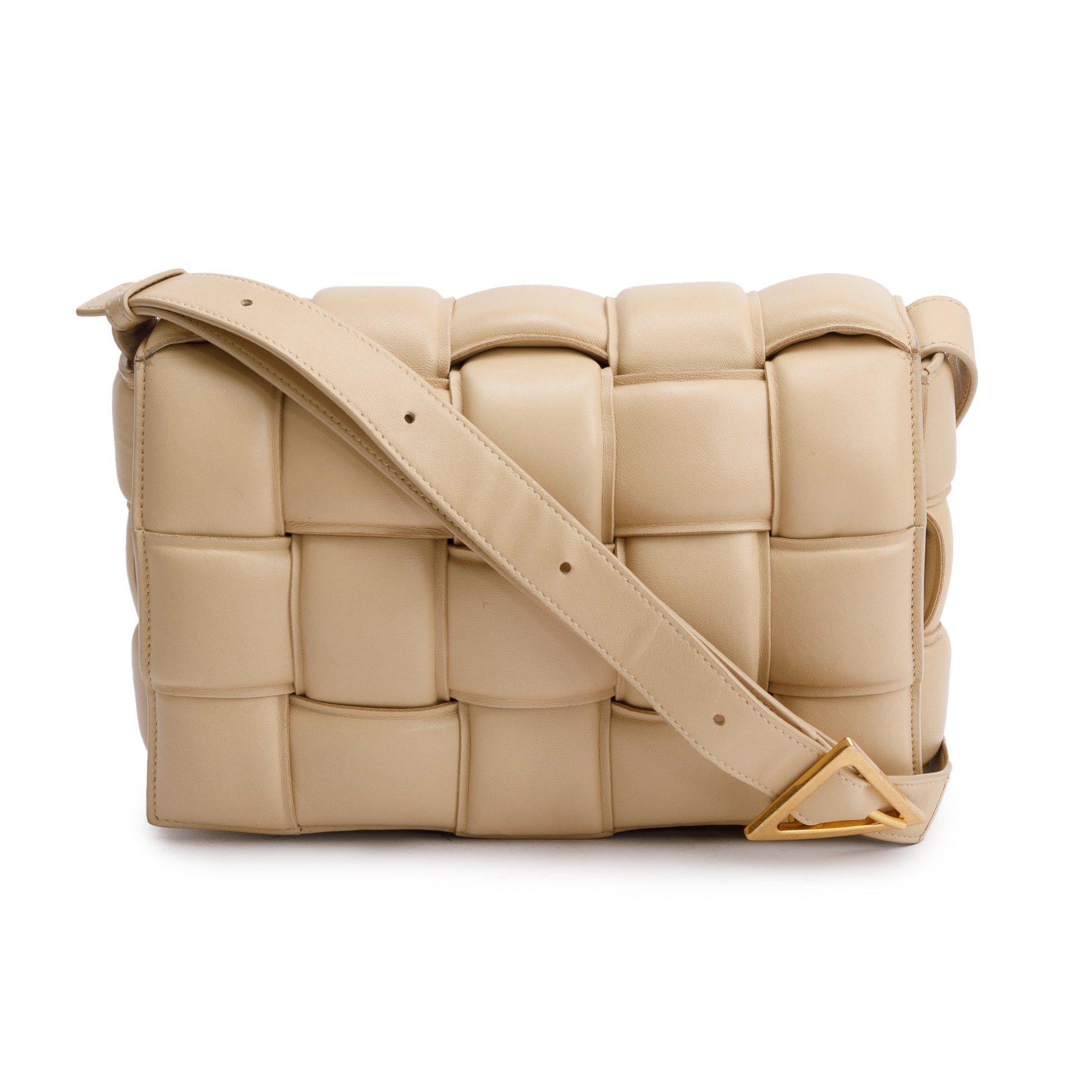 Bottega Veneta Lambskin Classic Padded Cassette Bag Leather Beige Travel Bag