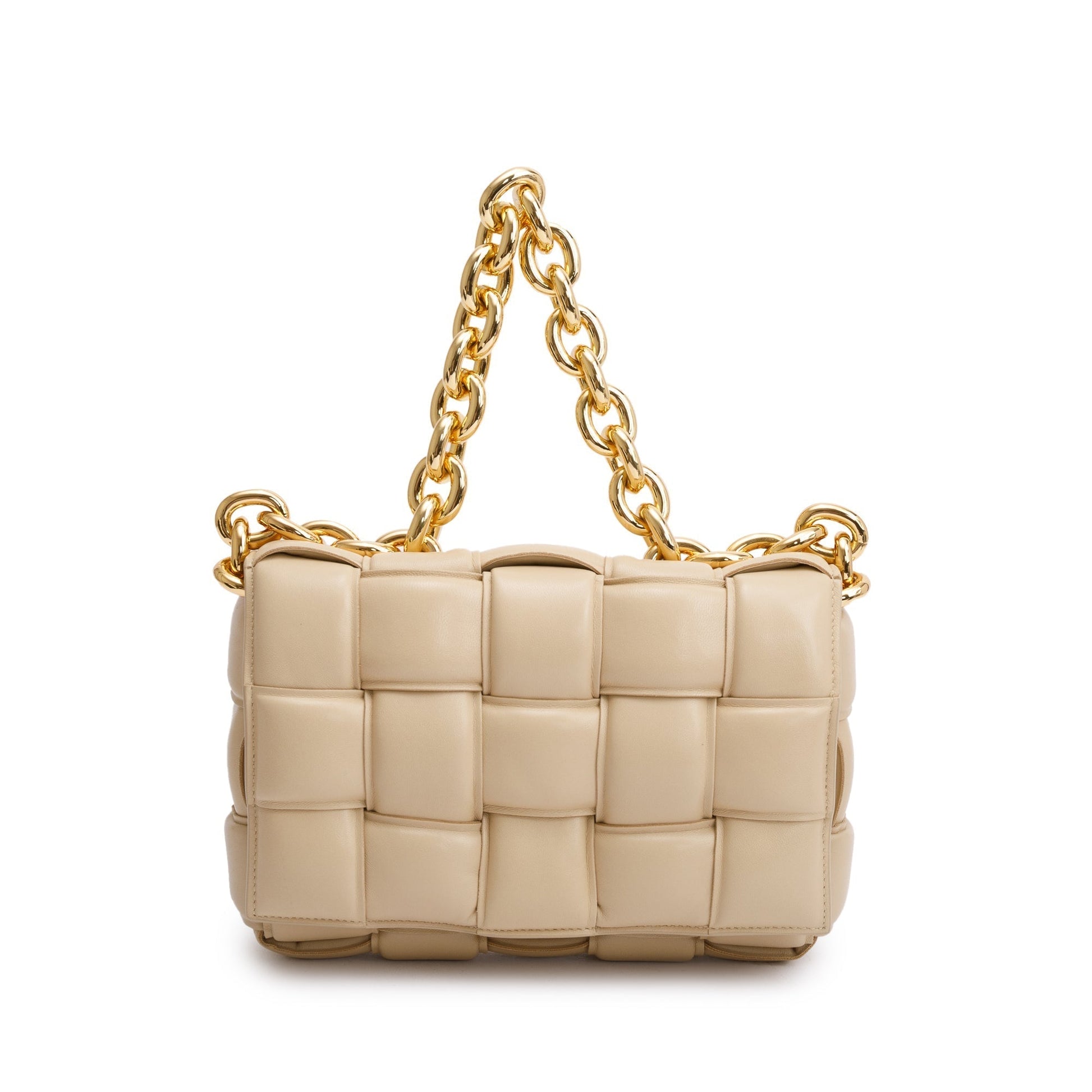 Bottega Veneta Nappa Intrecciato Padded Cassette Bag Beige Chain Travel Bag