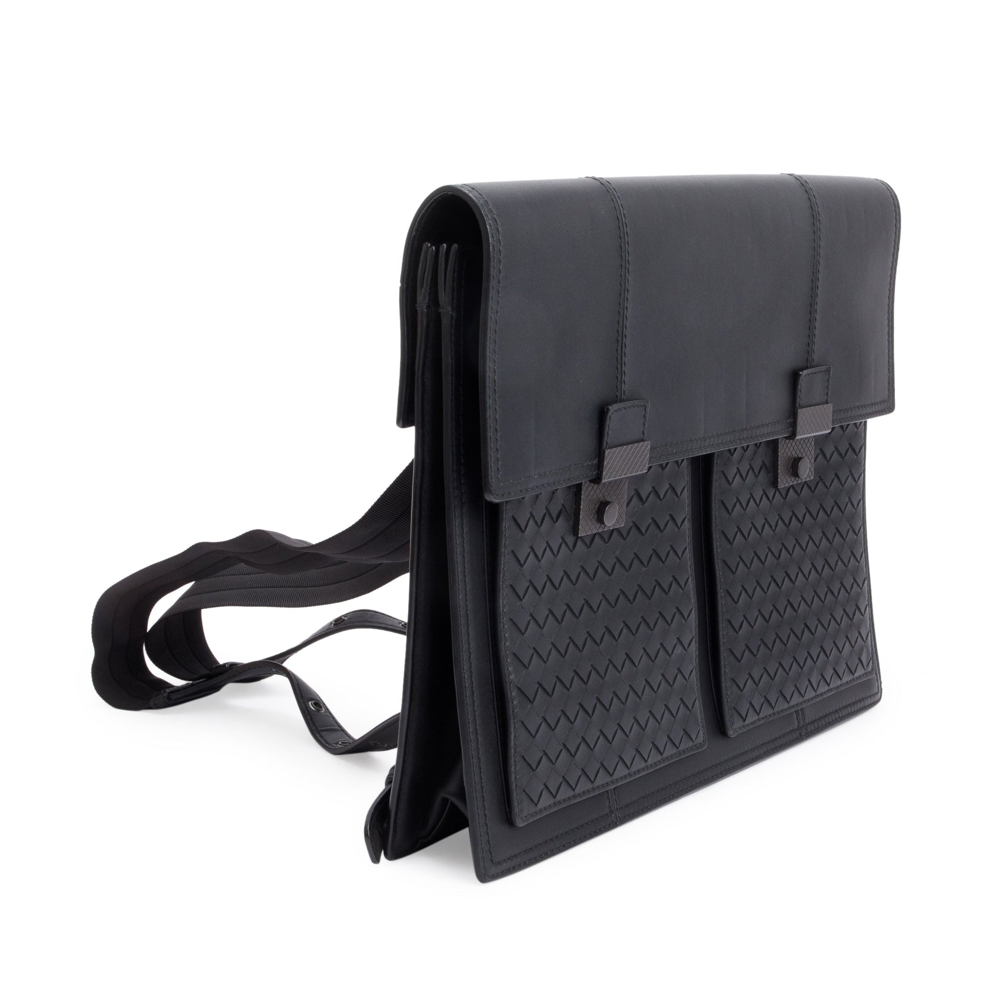 Bottega Veneta Intrecciato Briefcase Backpack Leather Black