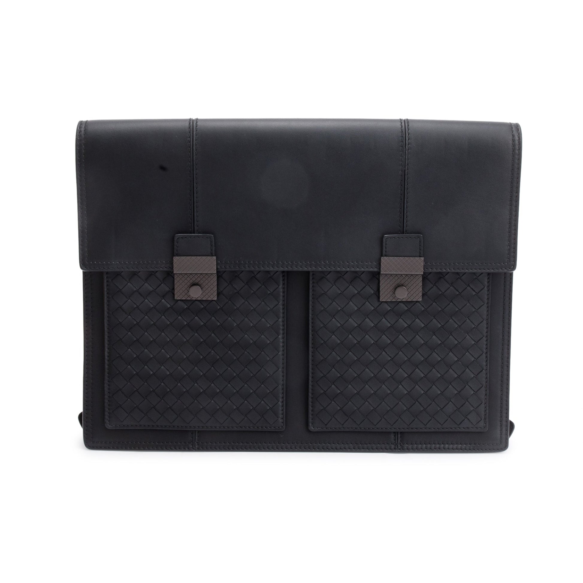 Bottega Veneta Intrecciato Briefcase Backpack Leather Black