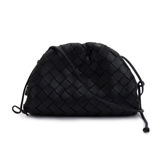 Bottega Veneta Intrecciato Pouch Travel Bag Leather Black