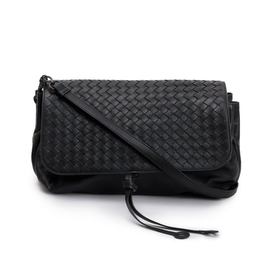 Bottega Veneta Intrecciato Nappa Crossbody Bag Leather Black
