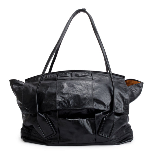 Bottega Veneta Maxi Intrecciato Arco Slouch Bag Leather Black Travel Bag