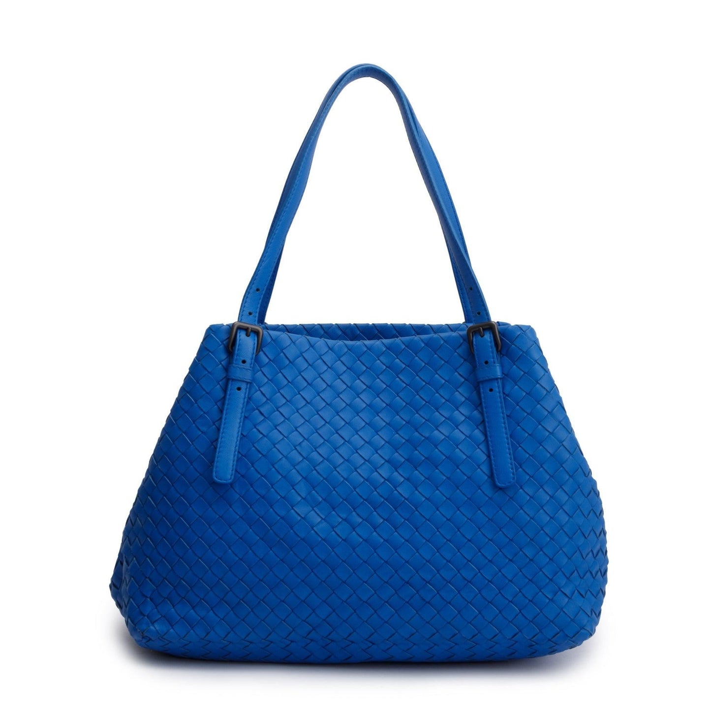 Bottega Veneta Intrecciato Cesta Tote Leather Blue Tote Bag