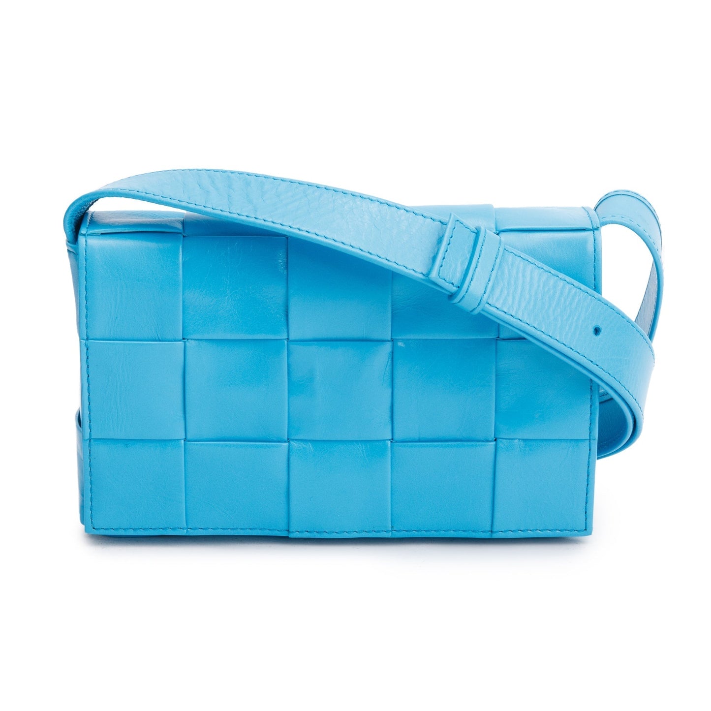 Bottega Veneta Intrecciato Cassette Bag Leather Blue Travel Bag
