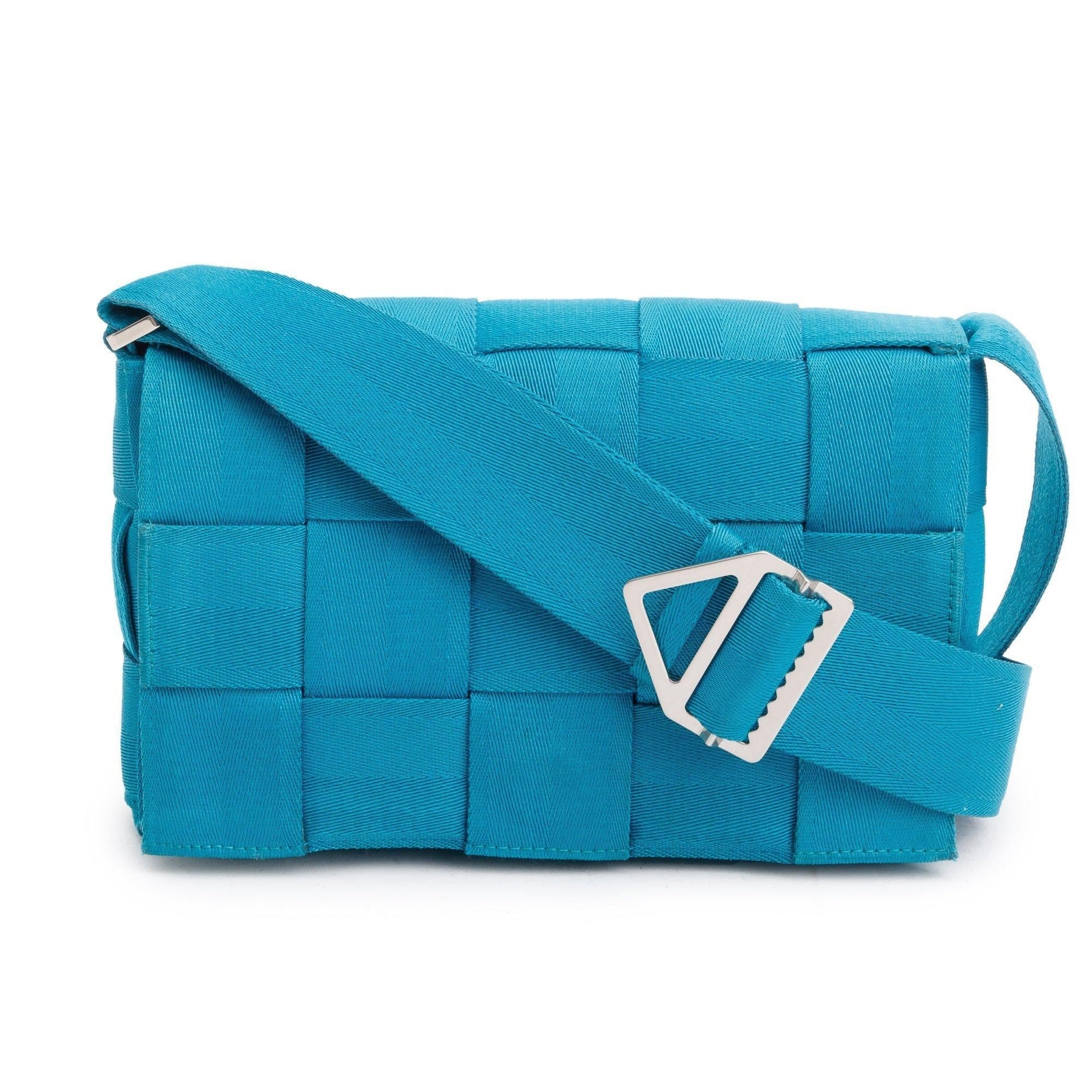 Bottega Veneta Webbing Intrecciato Cassette Bag Blue Travel Bag