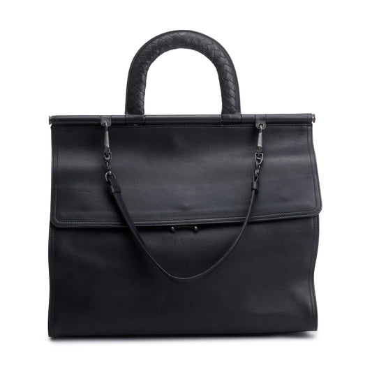 Bottega Veneta Top Handle Briefcase Travel Bag Leather Brown