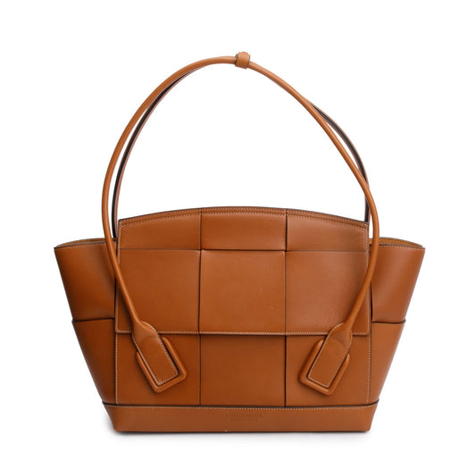 Bottega Veneta Maxi Intrecciato Arco Bag Leather Brown Travel Bag