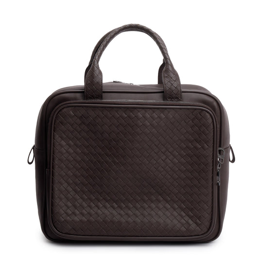 Bottega Veneta Intrecciato Top Handle Briefcase Travel Bag Leather Brown