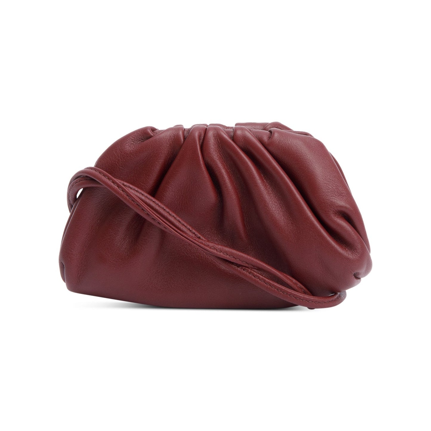 Bottega Veneta Burgundy Calfskin The Pouch Micro Travel Bag Leather