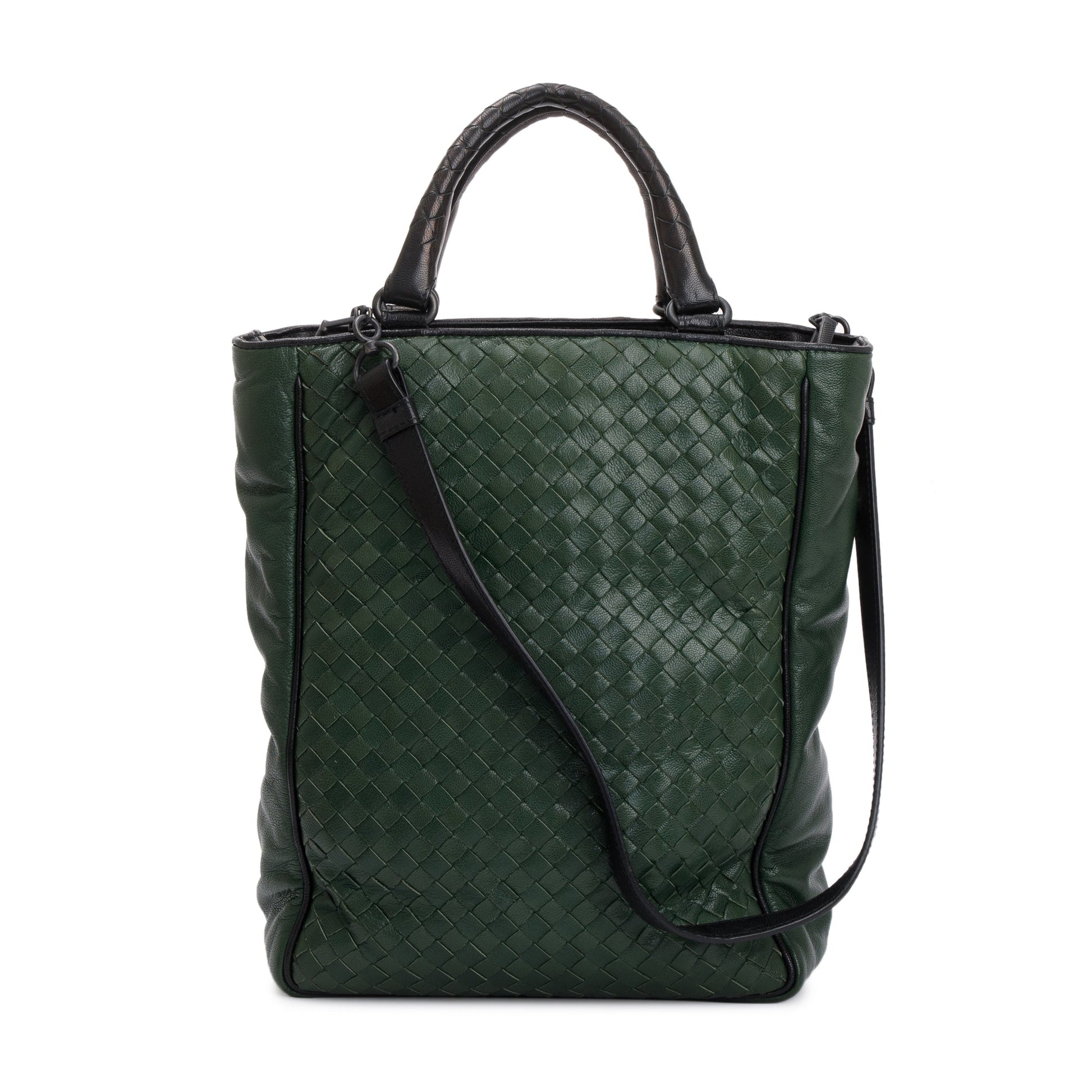 Bottega Veneta Intrecciato Nappa Vertical Tote Green Small Tote Bag