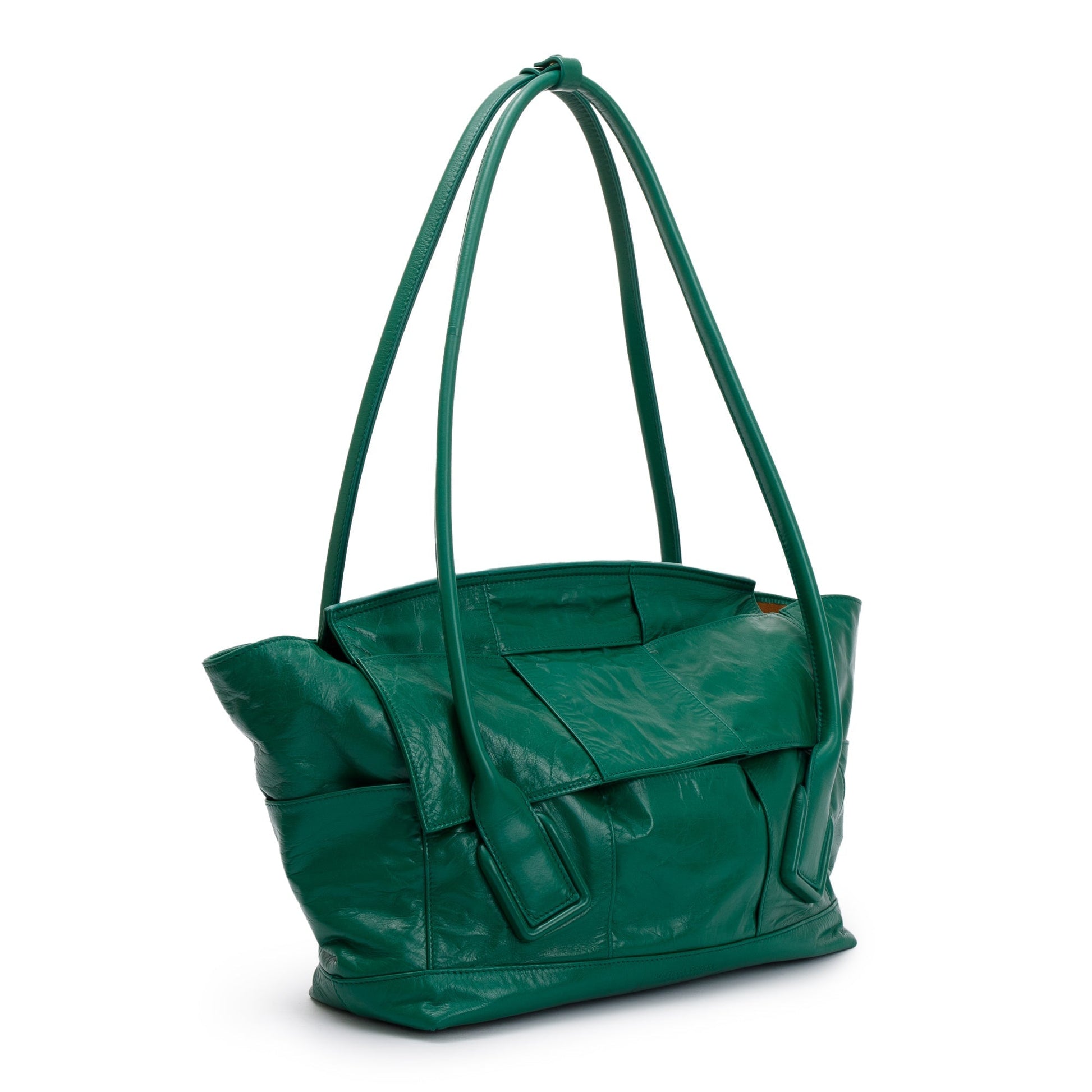 Bottega Veneta Maxi Intrecciato Arco Slouch Bag Leather Green Travel Bag
