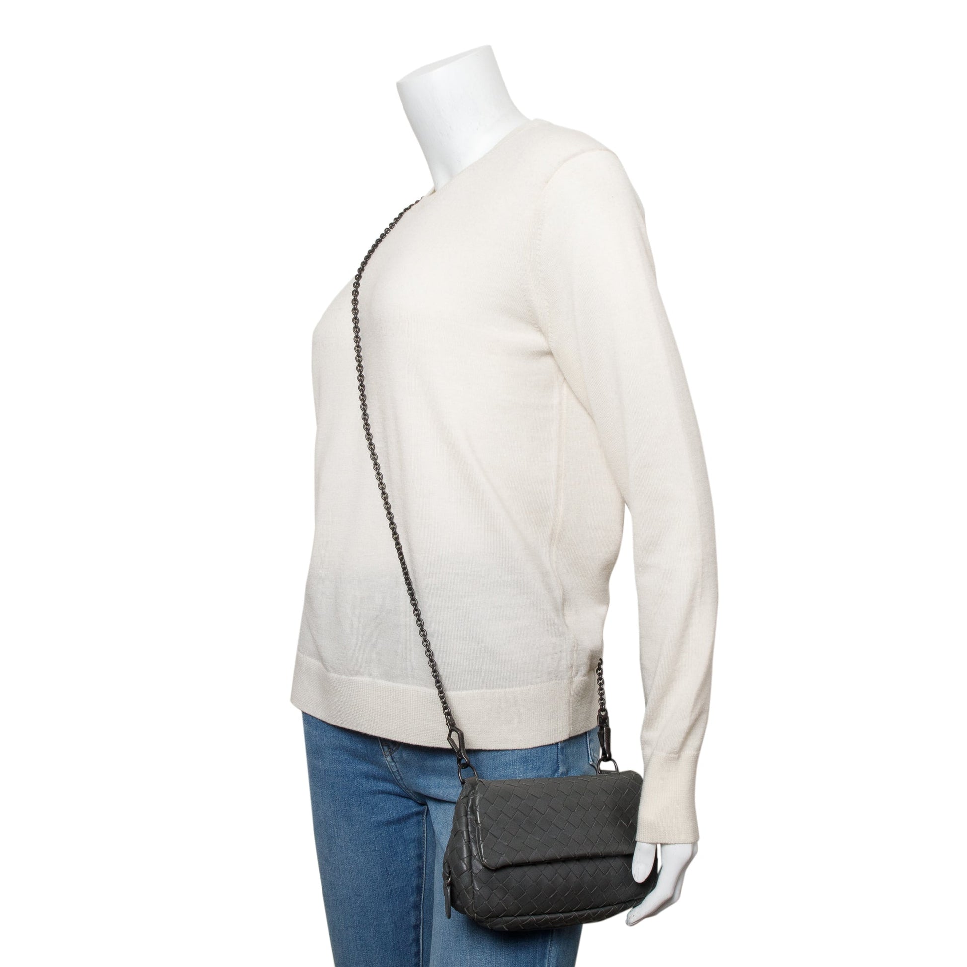 Bottega Veneta Grey Intrecciato Olimpia Bag Leather Mini Travel Bag