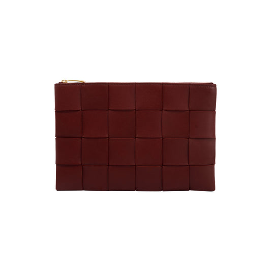 Bottega Veneta Nappa Maxi Intrecciato Zip Pouch Travel Bag Leather