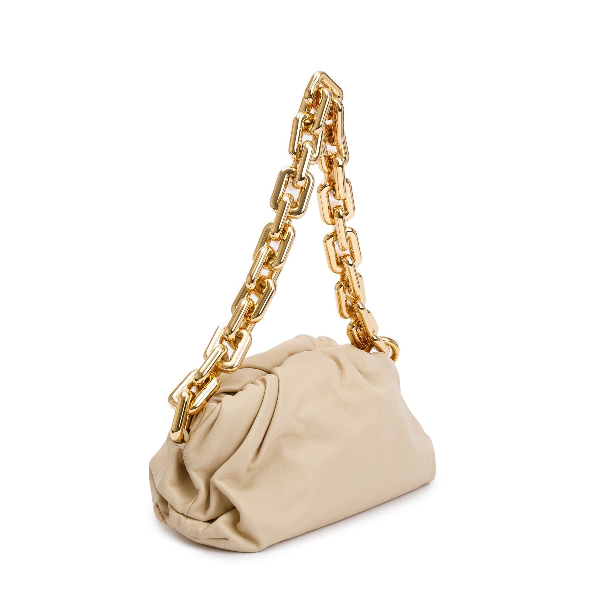 Bottega Veneta Netral Nappa The Pouch Travel Bag Leather Chain