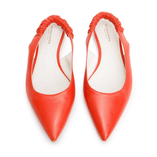 Bottega Veneta Orange Slingback Ballerina Flats Size Travel Bag Leather Shoes