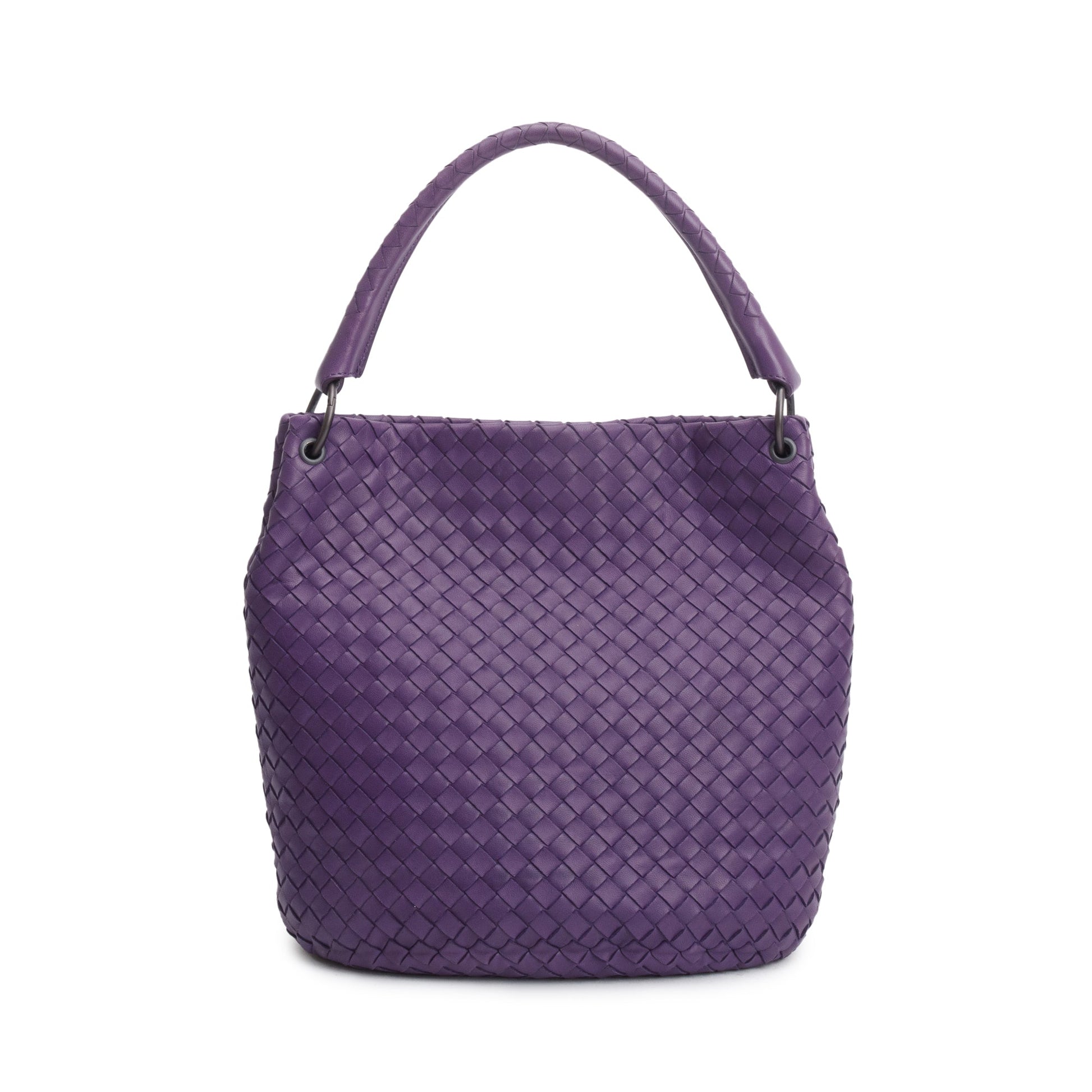 Bottega Veneta Purple Intrecciato Parachute Hobo Leather Travel Bag