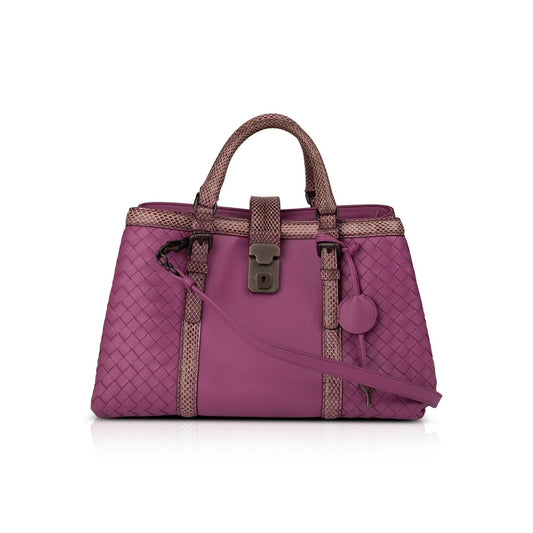 Bottega Veneta Snakeskin Trimmed Intrecciato Roma Bag Travel Bag