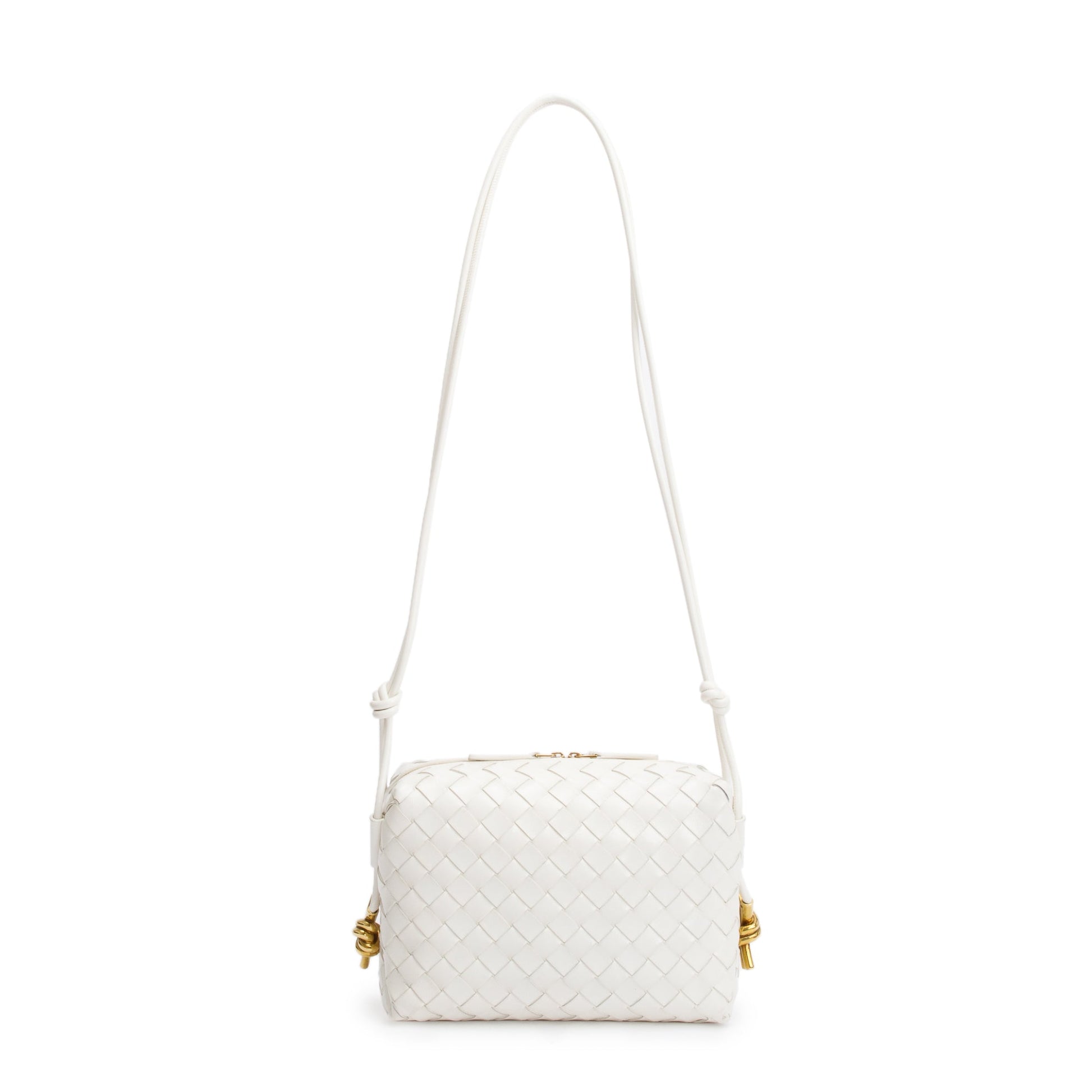 Bottega Veneta Intrecciato Loop Camera Bag Leather White Travel Bag