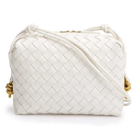 Bottega Veneta Intrecciato Loop Camera Bag Leather White Travel Bag