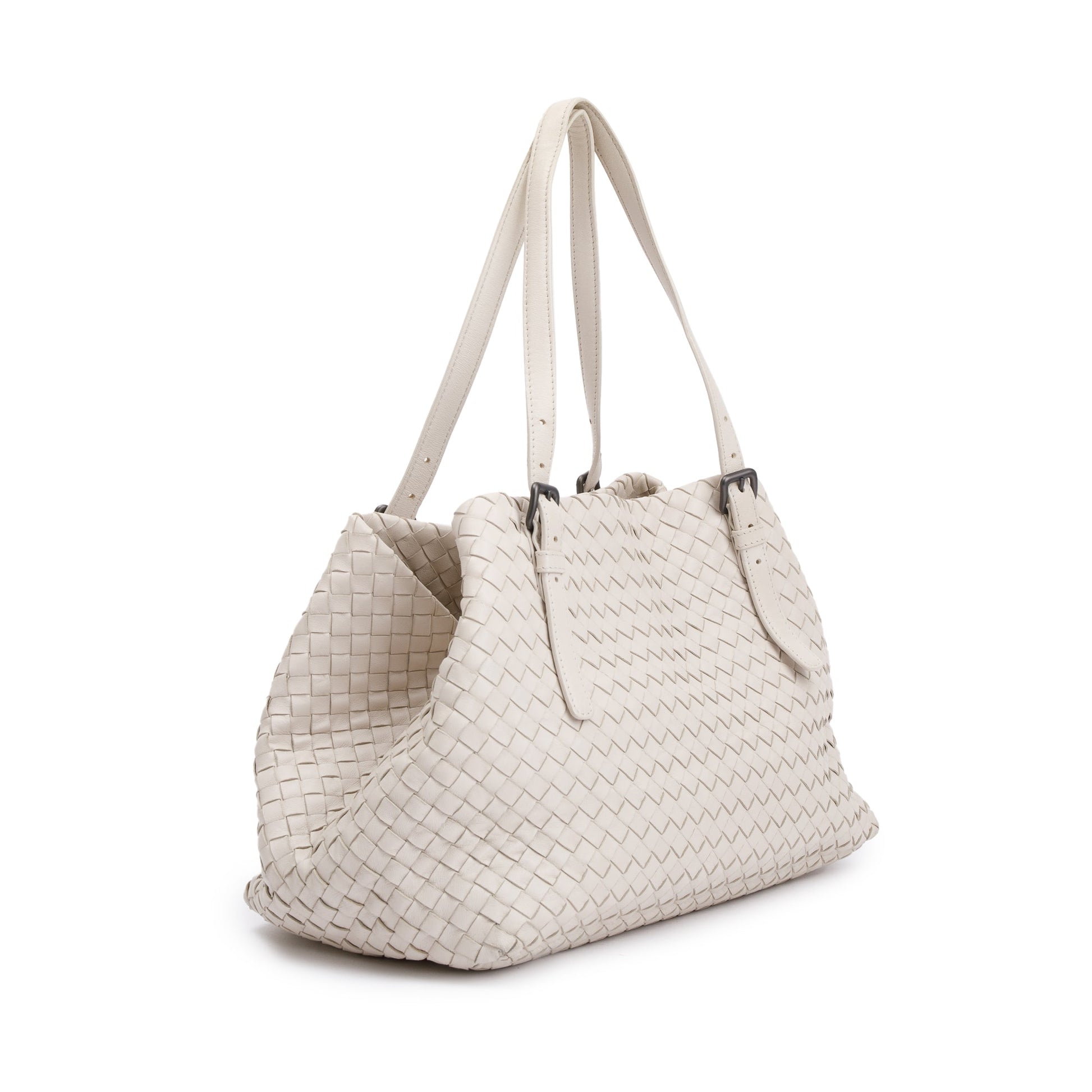 Bottega Veneta Intrecciato Cesta Tote Leather White Tote Bag