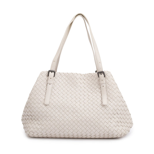 Bottega Veneta Intrecciato Cesta Tote Leather White Tote Bag