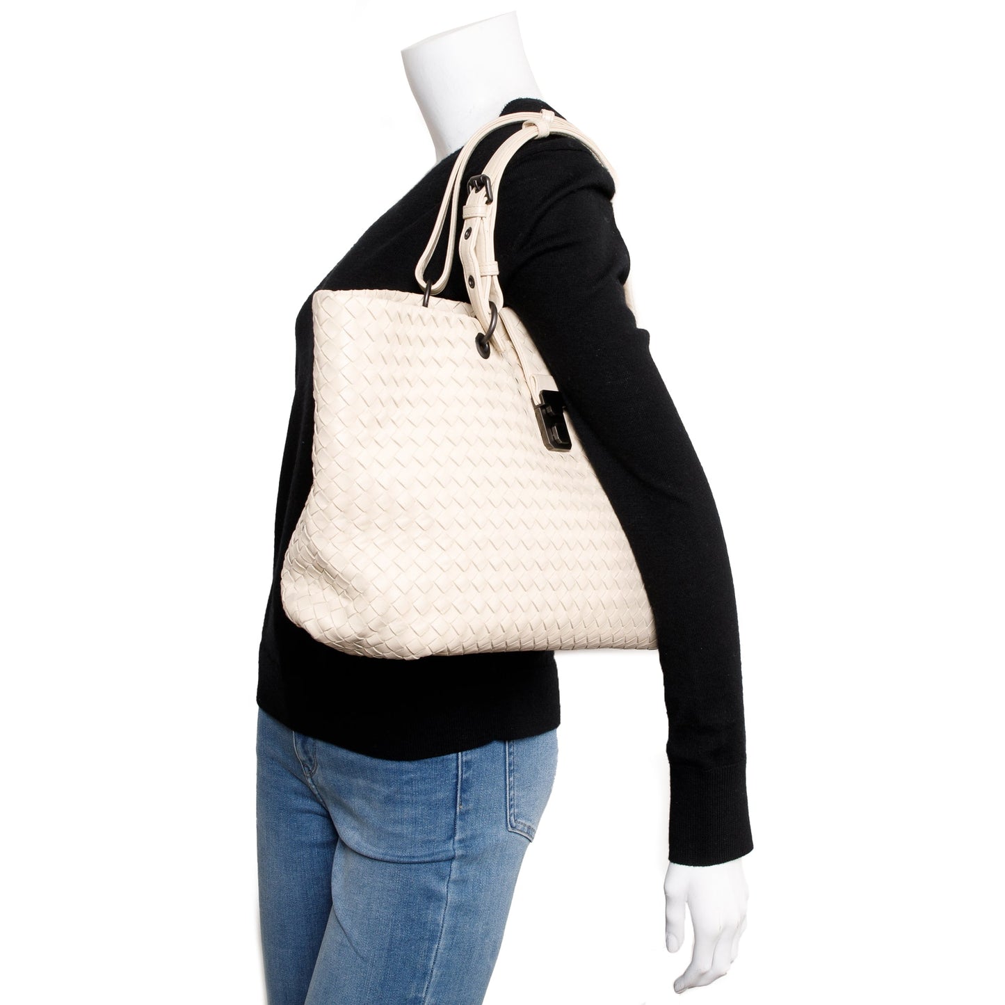 Bottega Veneta Intrecciato Nappa Capi Tote Leather White Tote Bag