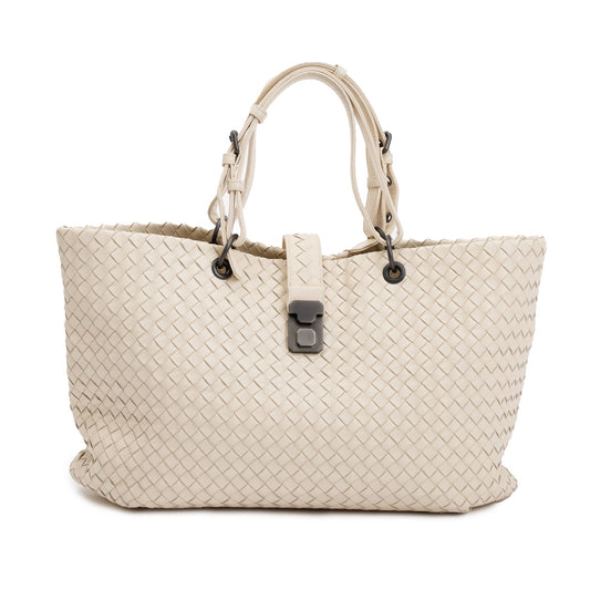 Bottega Veneta Intrecciato Nappa Capi Tote Leather White Tote Bag