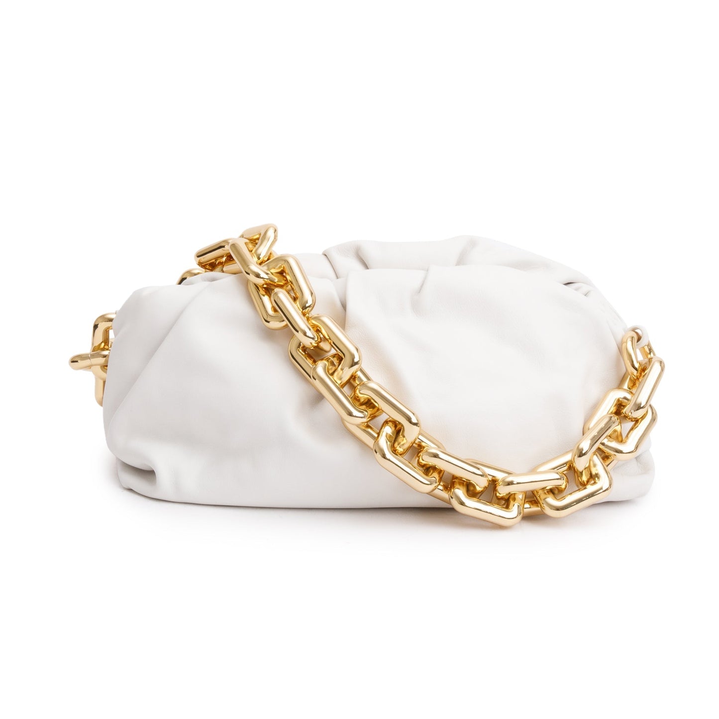 Bottega Veneta Nappa The Pouch Travel Bag Leather White