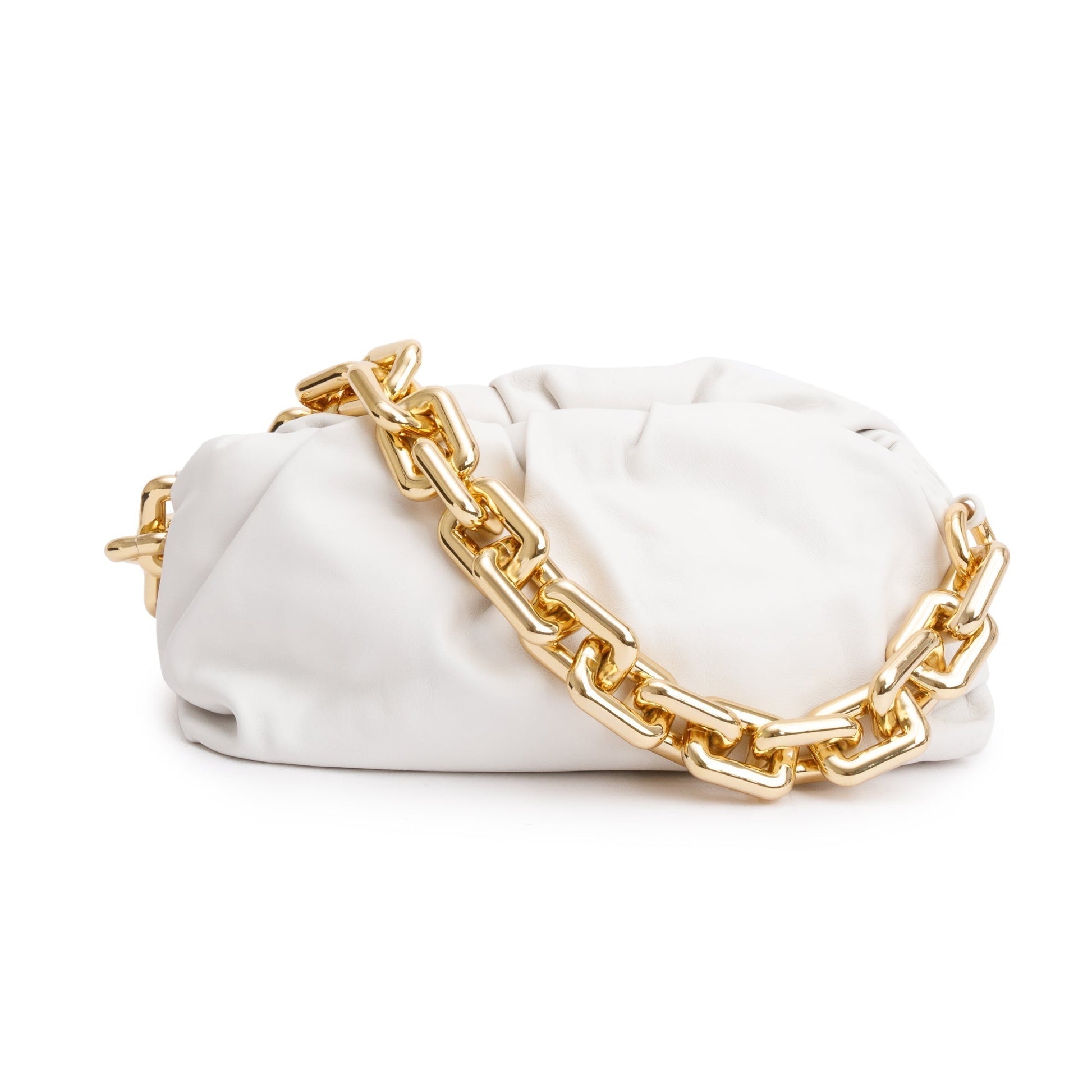Bottega Veneta Nappa The Pouch Travel Bag Leather White